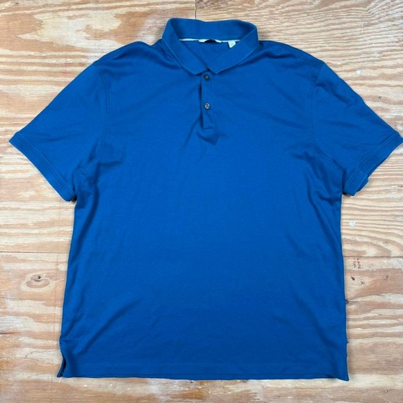 blank blue basic calvin klein polo shirt - Picture 1 of 5